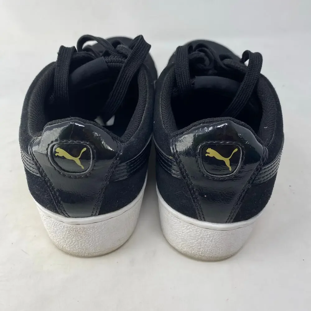 Puma Vikky Platform Sneakers Black Suede Shoes Womens Size 10